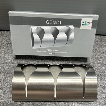 [SAMPLE] タオル掛け｜ZACK 40149 GENIO HL タオルクリップラック タオルフックレール 3枚掛け タオルフック タオルホルダー シール接着タイプ 縦7.5cm 横15cm 18/10ステンレス製 ヘアライン仕上げ H2-174
