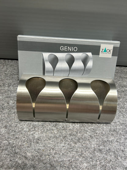 [SAMPLE] タオル掛け｜ZACK 40149 GENIO HL タオルクリップラック タオルフックレール 3枚掛け タオルフック タオルホルダー シール接着タイプ 縦7.5cm 横15cm 18/10ステンレス製 ヘアライン仕上げ H2-174
