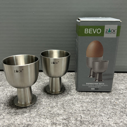 [SAMPLE] エッグカップ 2個セット｜ZACK 20886 BEVO HL 卵入れ 卵立て 上部直径4.5cm 高さ6.3cm 18/10ステンレス製 ヘアライン仕上げ