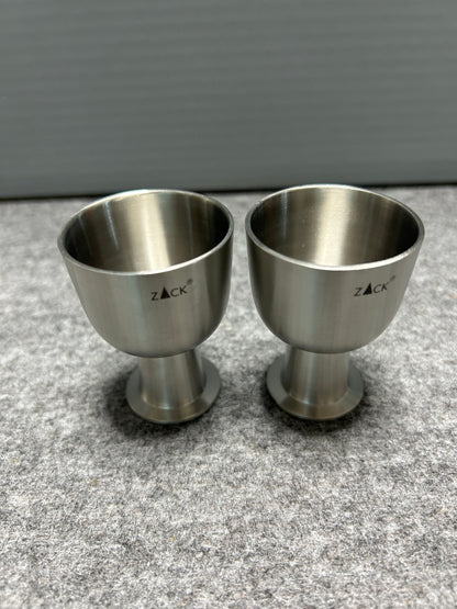 [SAMPLE] エッグカップ 2個セット｜ZACK 20886 BEVO HL 卵入れ 卵立て 上部直径4.5cm 高さ6.3cm 18/10ステンレス製 ヘアライン仕上げ