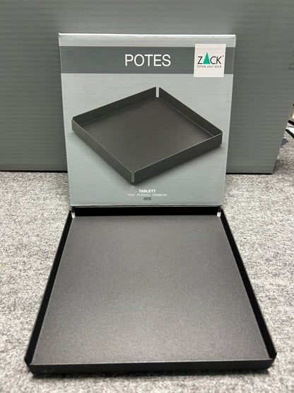[SAMPLE] トレイL｜ZACK 40538 POTES MB 小物入れ コスメケース 洗面収納 幅20cm 高さ2cm 奥行き20cm 18/10ステンレス製 マットブラック [在庫有り]
