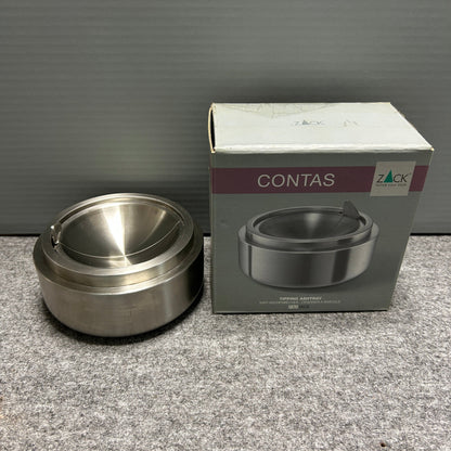 [SAMPLE] ティッピングアシュトレイ｜ZACK 50162 CONTAS HL 回転式灰皿 吸殻入れ 高さ6cm 直径13cm 18/10ステンレス製 ヘアライン仕上げ