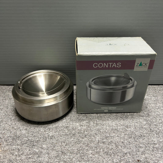[SAMPLE] ティッピングアシュトレイ｜ZACK 50162 CONTAS HL 回転式灰皿 吸殻入れ 高さ6cm 直径13cm 18/10ステンレス製 ヘアライン仕上げ