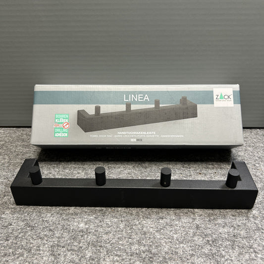 [SAMPLE] タオル掛け｜ZACK 40579 LINEA MB タオルフックレール タオルホルダー ループタオル タオルハンガー 壁設置 幅26.5cm 高さ4.8cm 奥行き4.7cm 18/10ステンレス製 マットブラック H1