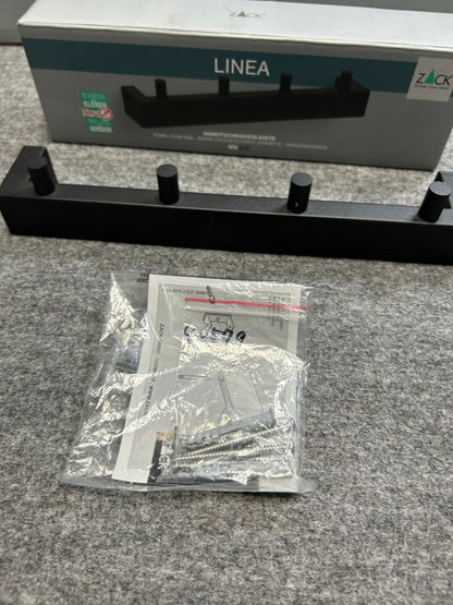 [SAMPLE] タオル掛け｜ZACK 40579 LINEA MB タオルフックレール タオルホルダー ループタオル タオルハンガー 壁設置 幅26.5cm 高さ4.8cm 奥行き4.7cm 18/10ステンレス製 マットブラック H1