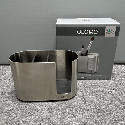 [SAMPLE] コスメティクスオーガナイザー｜ZACK 40566 OLOMO HL コットンパッドスタンド コスメケース メイク小物 洗面収納 幅14cm 高さ9.4cm 奥行き6.3cm 18/10ステンレス製 ヘアライン仕上げ
