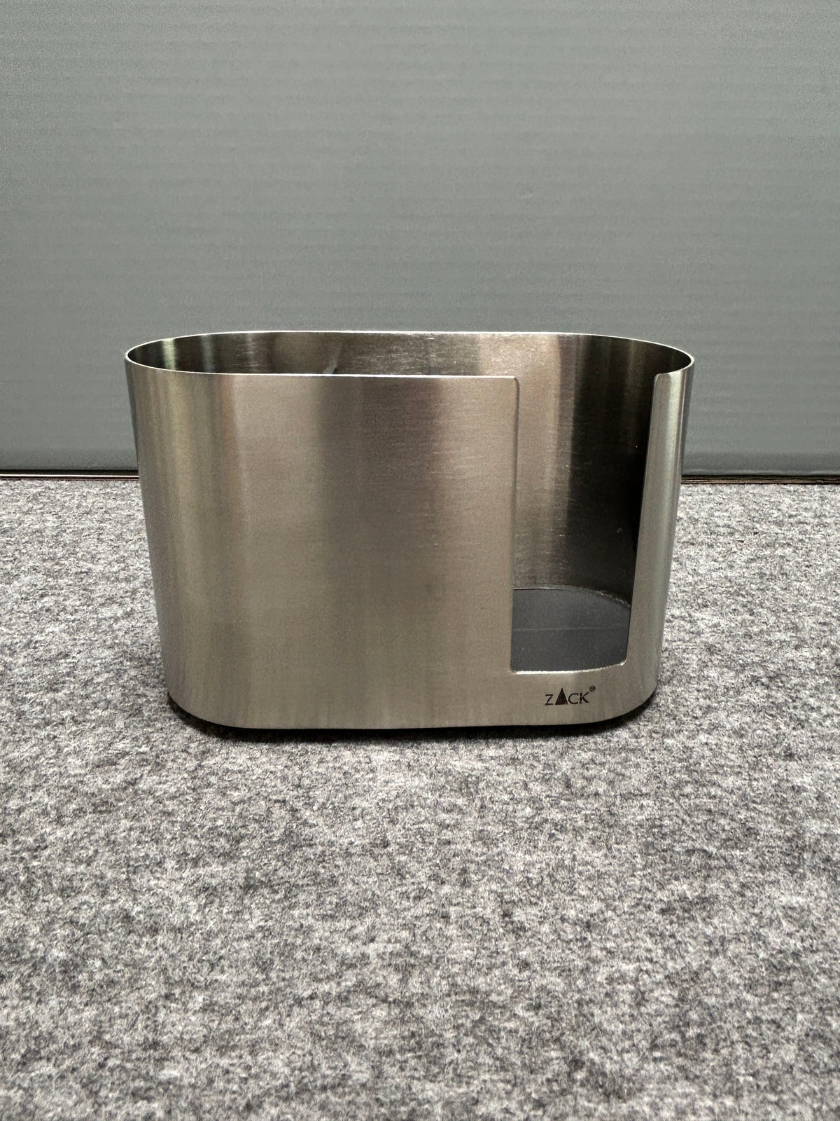 [SAMPLE] コスメティクスオーガナイザー｜ZACK 40566 OLOMO HL コットンパッドスタンド コスメケース メイク小物 洗面収納 幅14cm 高さ9.4cm 奥行き6.3cm 18/10ステンレス製 ヘアライン仕上げ