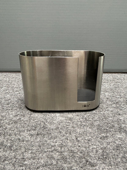 [SAMPLE] コスメティクスオーガナイザー｜ZACK 40566 OLOMO HL コットンパッドスタンド コスメケース メイク小物 洗面収納 幅14cm 高さ9.4cm 奥行き6.3cm 18/10ステンレス製 ヘアライン仕上げ