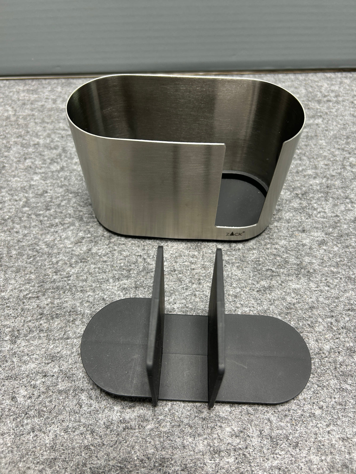[SAMPLE] コスメティクスオーガナイザー｜ZACK 40566 OLOMO HL コットンパッドスタンド コスメケース メイク小物 洗面収納 幅14cm 高さ9.4cm 奥行き6.3cm 18/10ステンレス製 ヘアライン仕上げ
