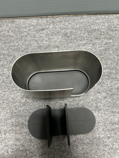 [SAMPLE] コスメティクスオーガナイザー｜ZACK 40566 OLOMO HL コットンパッドスタンド コスメケース メイク小物 洗面収納 幅14cm 高さ9.4cm 奥行き6.3cm 18/10ステンレス製 ヘアライン仕上げ