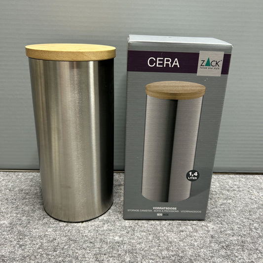 [SAMPLE] キャニスターL｜ZACK 24005 CERA HL 紅茶 茶葉 ティーバッグ 珈琲 保存容器 高さ22.2cm 直径10.2cm 18/10ステンレス製 ヘアライン仕上げ H2-405