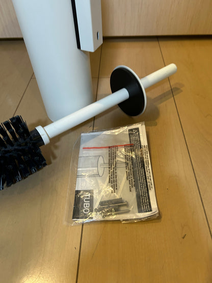 [SAMPLE] トイレブラシ｜ZACK 40117 TUBO MW 壁設置タイプ トイレ掃除 長さ40.4cm ケース直径9cm 18/10ステンレス製 マットホワイト H1