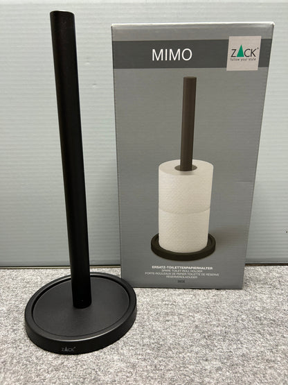 [SAMPLE] スペアトイレットペーパーホルダー｜ZACK 40286 MIMO MB ペーパーストッカー ペーパースタンド 高さ37cm ベース直径15cm 18/10ステンレス製 マットブラック [在庫有り]