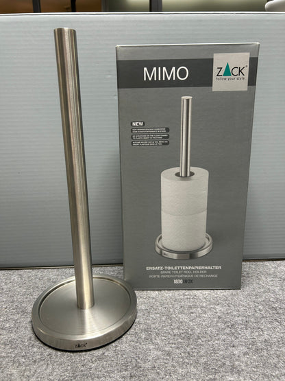 [SAMPLE] スペアトイレットペーパーホルダー｜ZACK 40180 MIMO HL ペーパーストッカー ペーパースタンド 高さ38cm ベース直径15cm 18/10ステンレス製 ヘアライン仕上げ