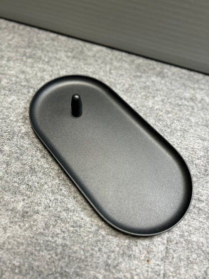 [SAMPLE] メイクアップミラー｜ZACK 40525 OLOMO MB 卓上ハンドヘルドミラー コスメティックミラー 単面鏡 等倍鏡 高さ30.2cm トレー幅22.5cm 奥行き10cm 鏡直径14.6cm 18/10ステンレス製 マットブラック
