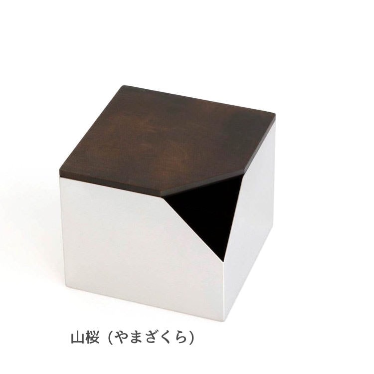 ティッシュボックス SAEZURI(囀)｜ステンレス×天然無垢材 (山桜・欅・椎) 鉄媒染仕上げ パペルスコルク(papperskorg)