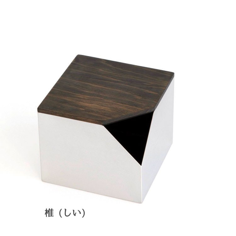 ティッシュボックス SAEZURI(囀)｜ステンレス×天然無垢材 (山桜・欅・椎) 鉄媒染仕上げ パペルスコルク(papperskorg)
