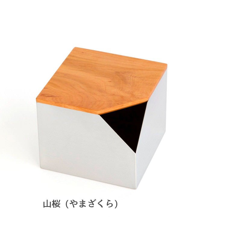 ティッシュボックス SAEZURI(囀)｜ステンレス×天然無垢材 (山桜・欅・椎) ナチュラル仕上げ パペルスコルク(papperskorg)
