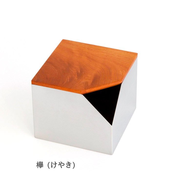 ティッシュボックス SAEZURI(囀)｜ステンレス×天然無垢材 (山桜・欅・椎) ナチュラル仕上げ パペルスコルク(papperskorg)