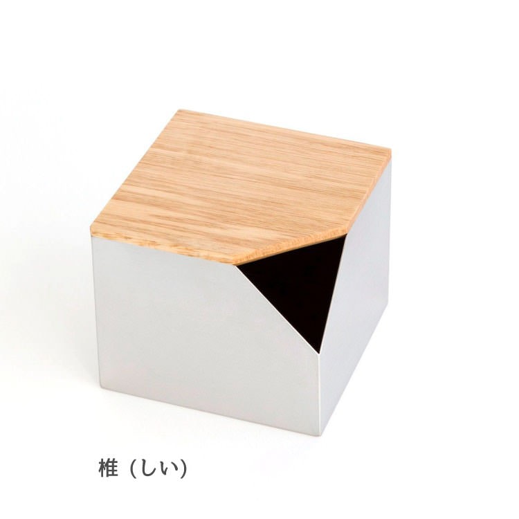ティッシュボックス SAEZURI(囀)｜ステンレス×天然無垢材 (山桜・欅・椎) ナチュラル仕上げ パペルスコルク(papperskorg)