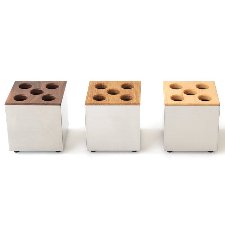 傘立て CUBE(キューブ) 5本差し｜ステンレス×天然無垢材 アンブレラスタンド UC-1 パペルスコルク(papperskorg)