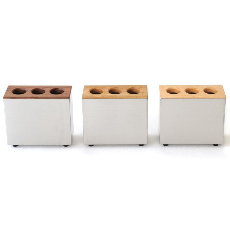 傘立て CUBE(キューブ) 3本差し｜ステンレス×天然無垢材 アンブレラスタンド UC-2 パペルスコルク(papperskorg)