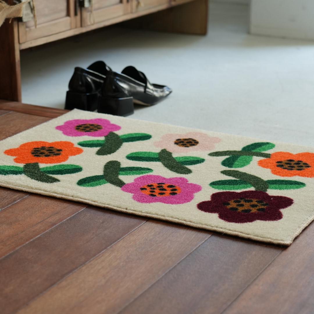 玄関マット 室内用 BOOKHOU COLLECTION 全6デザイン 45×65cm｜花 はな フラワー かわいい 家庭用 玄関 エントランス スマート 滑り止め ウェルカムマット エントランスマット