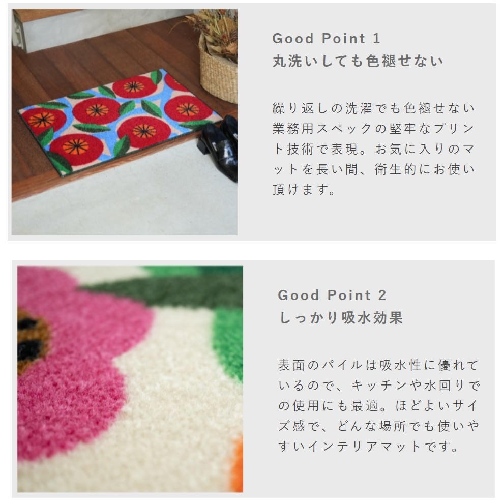 玄関マット 室内用 BOOKHOU COLLECTION 全6デザイン 45×65cm｜花 はな フラワー かわいい 家庭用 玄関 エントランス スマート 滑り止め ウェルカムマット エントランスマット