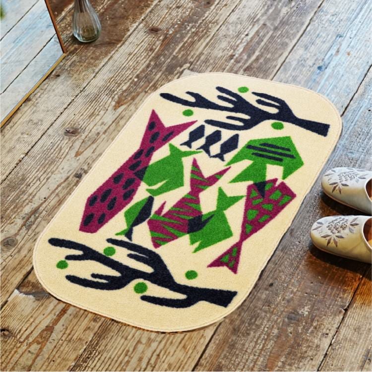 玄関マット 室内用 Day Starter 3デザイン 45x75cm｜かわいい 家庭用 玄関 エントランス スマート 滑り止め ウェルカムマット エントランスマット