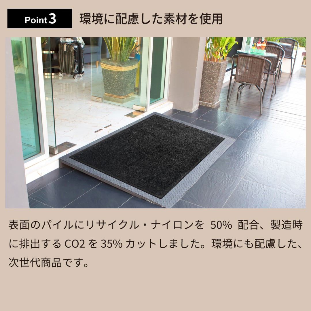 玄関マット Eco Absorb エコ・アブソーブ 全8サイズ｜シンプル 高機能  吸水 吸油 業務用 家庭用 玄関 エントランス スマート 滑り止め 防炎