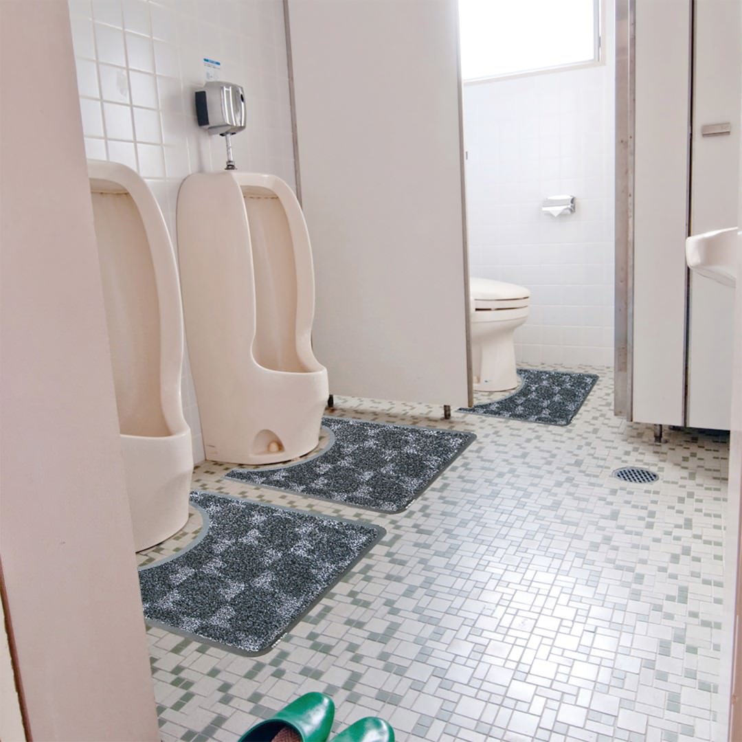 抗菌トイレマット シルバーブラック  D型 U型 ｜シンプル 高機能 抗菌 防臭 業務用 家庭用 トイレ スマート 滑り止め 防炎 会社 オフィス 学校 店舗