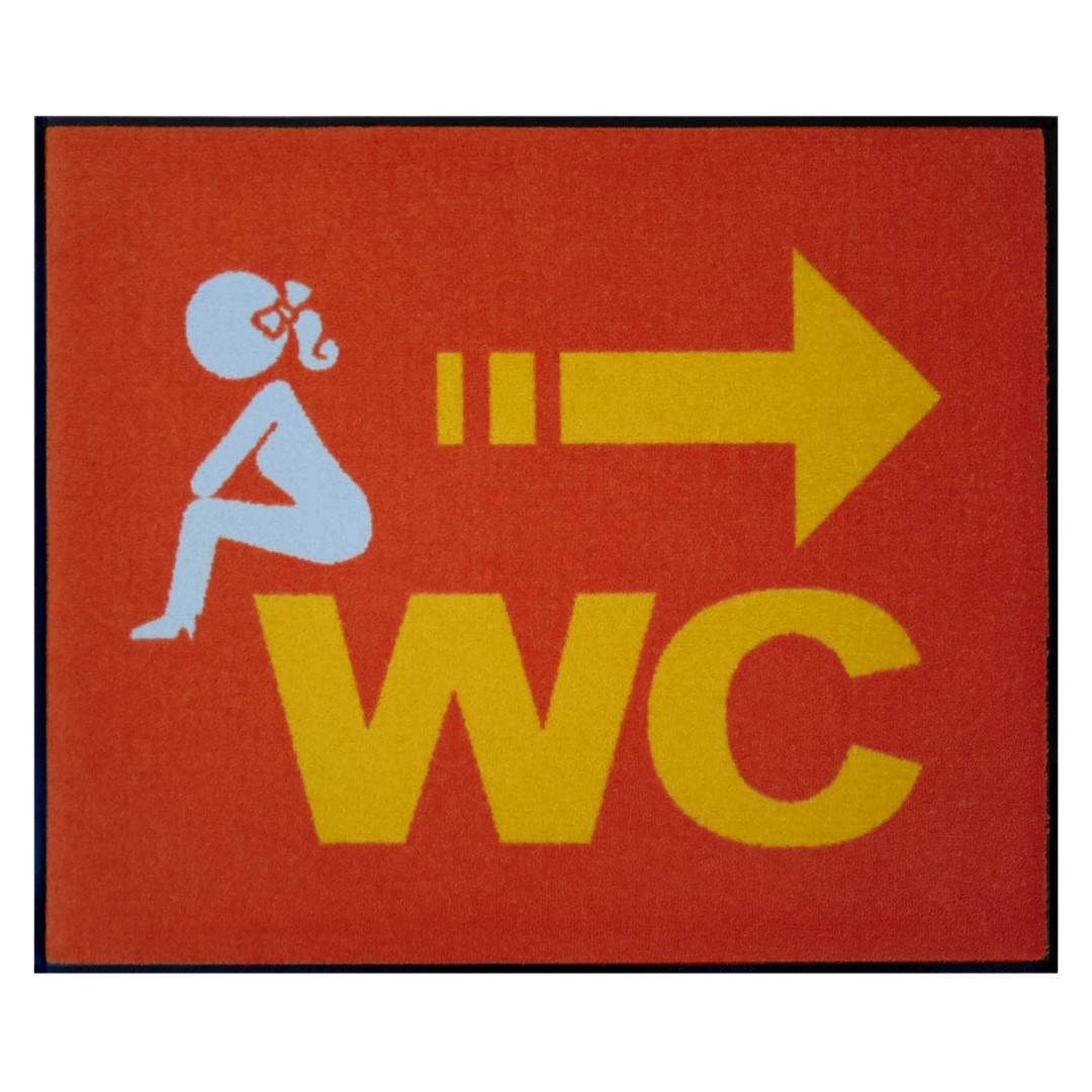 [受注生産] サインマット WC-女性 75 x 90 cm ウォッシャブル(水洗いOK) 防滑加工｜丈夫 上質 高級 工場 インテリア デザイナーズ 屋内外兼用 注意喚起
