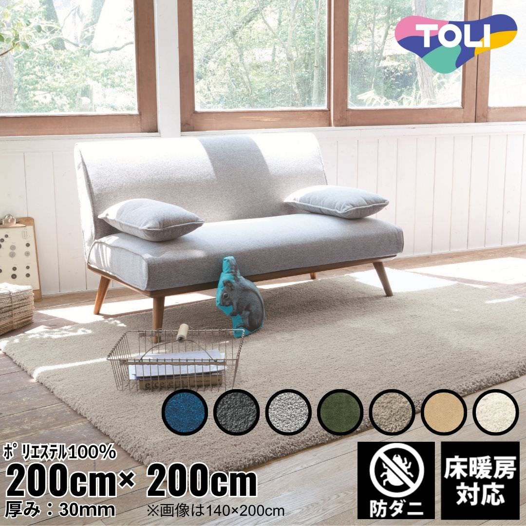 200×200cm ラグ Plain Qサイズ ホワイト(4601-Q)サンド(4602-Q)ライトグレー(4603-Q)モスグリーン(4604-Q)ライトグレー(4605-Q)ダークグレー(4606-Q)ネイビー(4607-Q) 防ダニ 床暖房対応｜