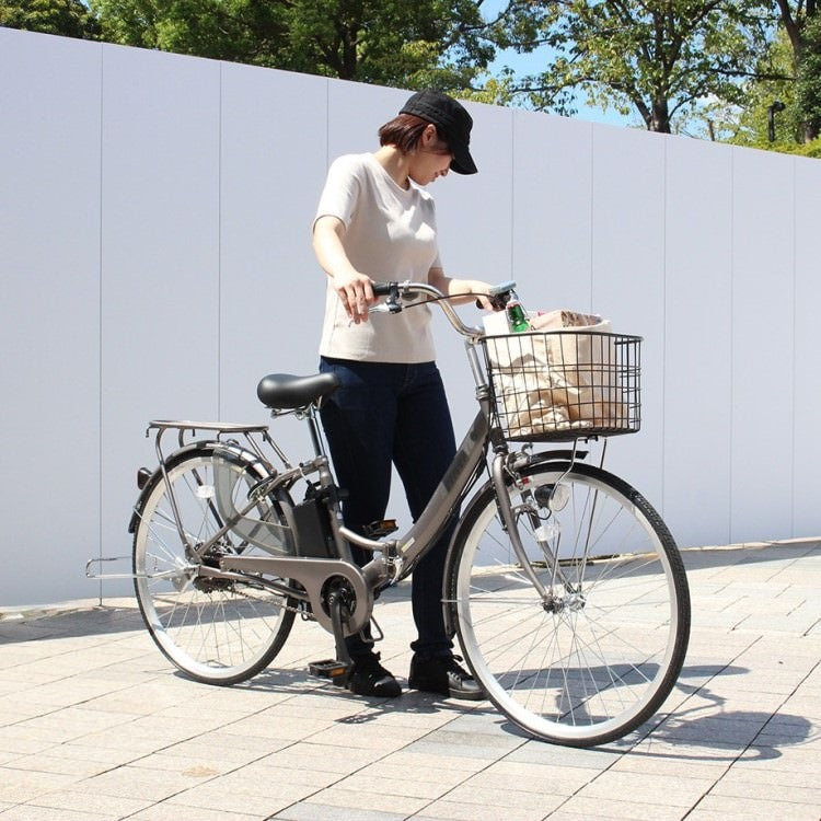 [電動アシスト自転車] ACTIVE PLUS アクティブプラス ノーパンク電動アシスト FDB26EB スモークシルバー MG-AP26EBN 送料無料 (北海道・沖縄・離島別送料)