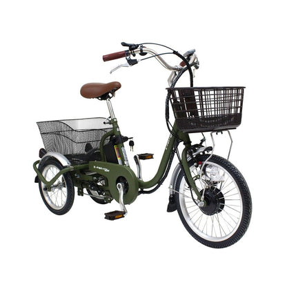 [電動アシスト自転車] E-PARTON PLUS イーパートン プラス ノーパンク ロータイプ電動アシスト三輪自転車 BEPN18PN カーキ 送料無料 (北海道・沖縄・離島別送料)