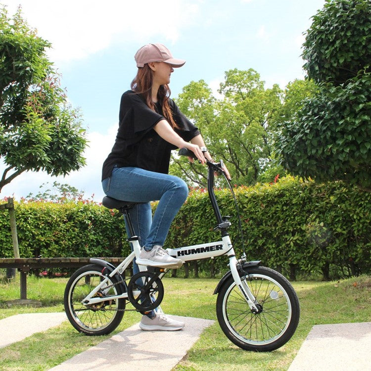 [折畳み自転車] HUMMER ハマー ノーパンク16インチ折畳自転車WH ホワイト MG-HM16N-WH 送料無料 (北海道・沖縄・離島別送料)