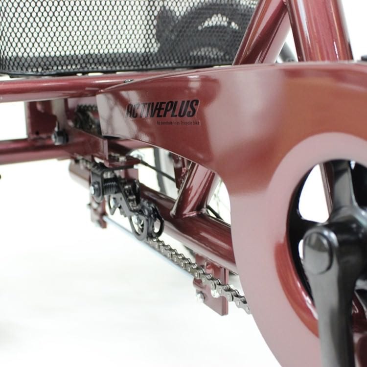 [三輪自転車] ACTIVE PLUS ノーパンク三輪自転車L ワインレッド 送料無料 (北海道・沖縄・離島別送料)