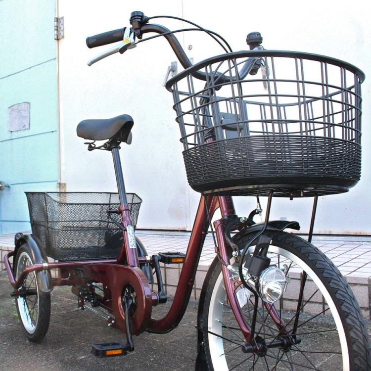 [三輪自転車] ACTIVE PLUS ノーパンク三輪自転車L ワインレッド 送料無料 (北海道・沖縄・離島別送料)