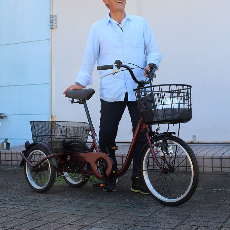 [三輪自転車] ACTIVE PLUS ノーパンク三輪自転車L ワインレッド 送料無料 (北海道・沖縄・離島別送料)