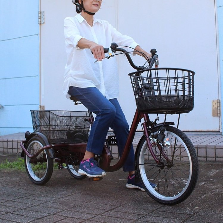 [三輪自転車] ACTIVE PLUS ノーパンク三輪自転車L ワインレッド 送料無料 (北海道・沖縄・離島別送料)