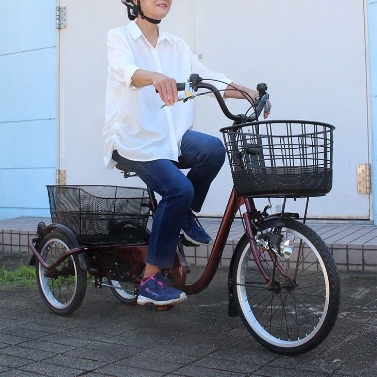 [三輪自転車] ACTIVE PLUS ノーパンク三輪自転車L ワインレッド 送料無料 (北海道・沖縄・離島別送料)