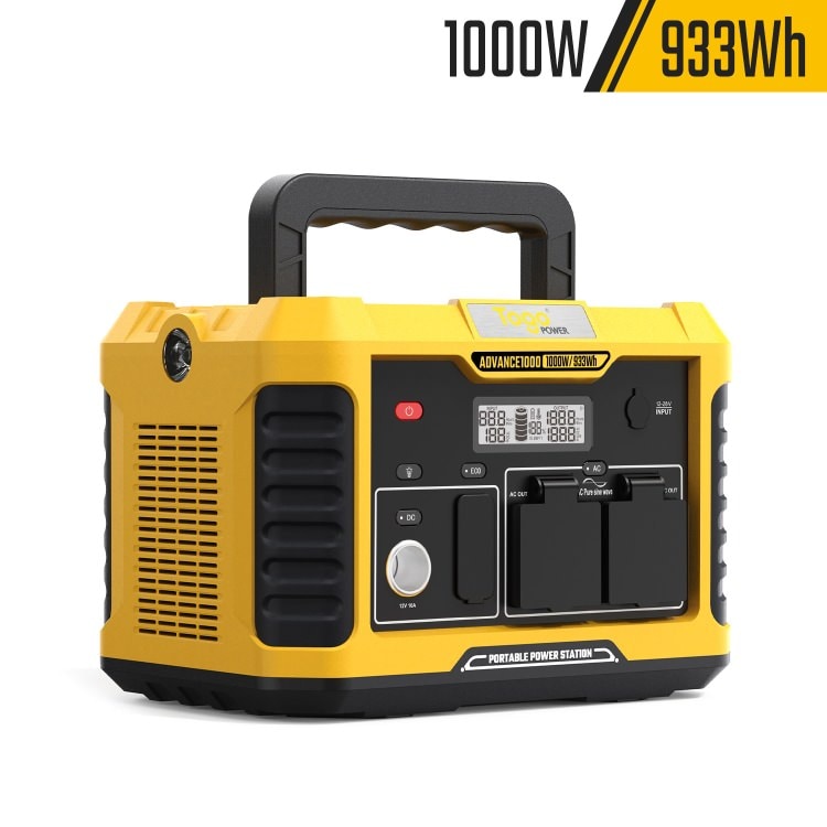 ポータブル電源 ポータブルバッテリー ADVANCE1000 TO GO POWER｜933Wh/1000W 超軽量＆大容量 高出力 BMS LED付き ハンディ コンパクト 停電対策 防災用に 災害時に 車中泊 アウトドア キャンプ [メーカー在庫あり]
