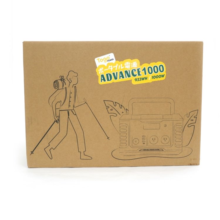 ポータブル電源 ポータブルバッテリー ADVANCE1000 TO GO POWER｜933Wh/1000W 超軽量＆大容量 高出力 BMS LED付き ハンディ コンパクト 停電対策 防災用に 災害時に 車中泊 アウトドア キャンプ [メーカー在庫あり]