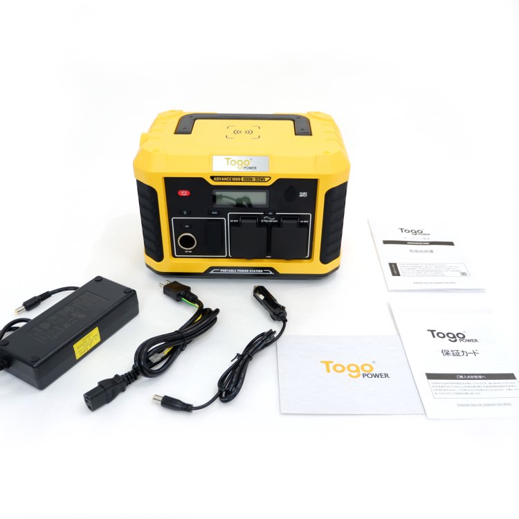 ポータブル電源 ポータブルバッテリー ADVANCE1000 TO GO POWER｜933Wh/1000W 超軽量＆大容量 高出力 BMS LED付き ハンディ コンパクト 停電対策 防災用に 災害時に 車中泊 アウトドア キャンプ [メーカー在庫あり]