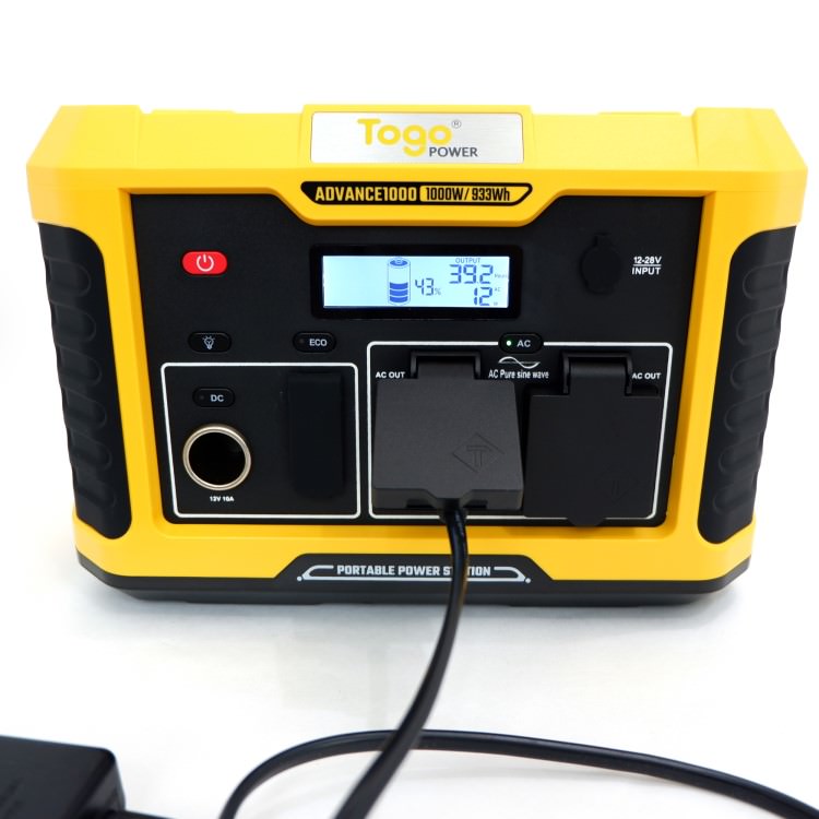 ポータブル電源 ポータブルバッテリー ADVANCE1000 TO GO POWER｜933Wh/1000W 超軽量＆大容量 高出力 BMS LED付き ハンディ コンパクト 停電対策 防災用に 災害時に 車中泊 アウトドア キャンプ [メーカー在庫あり]