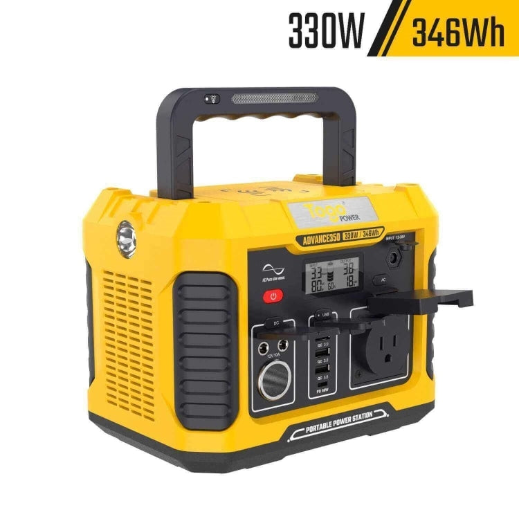 ポータブル電源 ポータブルバッテリー ADVANCE350 TO GO POWER｜346Wh/330W 軽量 高出力 BMS LED付き 防災安全協会推奨 ハンディ コンパクト 停電対策 防災用に 災害時に 車中泊 アウトドア キャンプ [メーカー在庫あり]