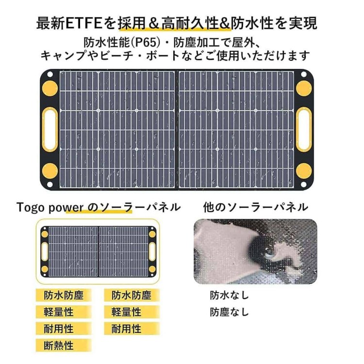 折り畳み式ソーラーパネル マグネットボタン付き 太陽光パネル TSP-100M TO GO POWER｜100W 簡単着脱 マグネット式 防災安全協会推奨 ハンディ コンパクト 防災用に 車中泊 アウトドア キャンプ