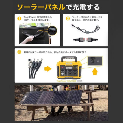 折り畳み式ソーラーパネル 太陽光パネル TSP-120F TO GO POWER｜120W 防災安全協会推奨 持ち運び ハンディ コンパクト 防災用に 車中泊 アウトドア キャンプ [メーカー在庫あり]