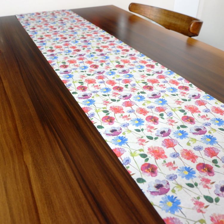 テーブルランナー 400x32.5cm PAPER+DESIGN パンジー ブルー×レッド PD95226