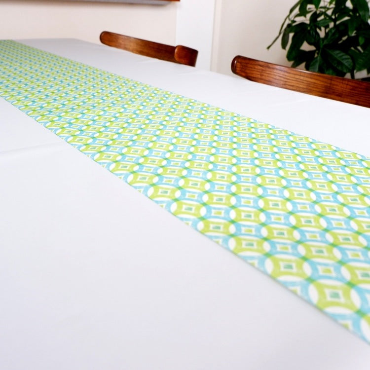テーブルランナー 400x32.5cm PAPER+DESIGN ブルー×グリーン模様 PD95230